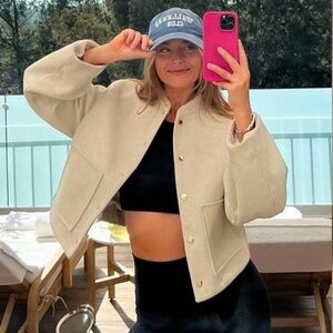 Zara Cropped Bomber Jacket with Patch Pockets